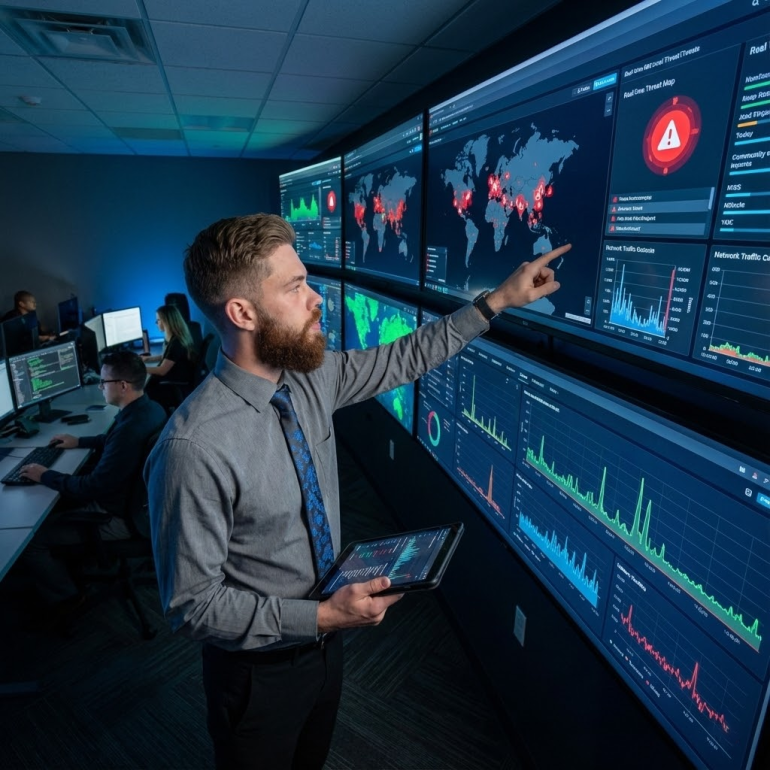 Founder Kyle Hrzenak inside Estero managed IT services 24/7 security operations center